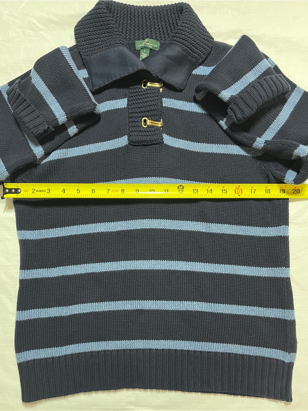 Lauren Ralph Lauren Navy and Light Blue Striped Turtleneck Sweater - Picture 5 of 10